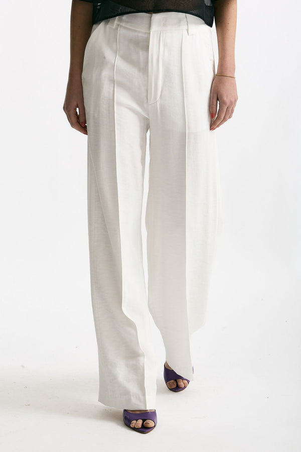 Pantalone ABBY palazzo in viscosa bianco women Dondup