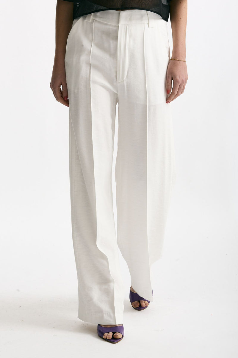 Pantalone ABBY palazzo in viscosa bianco women Dondup - 1