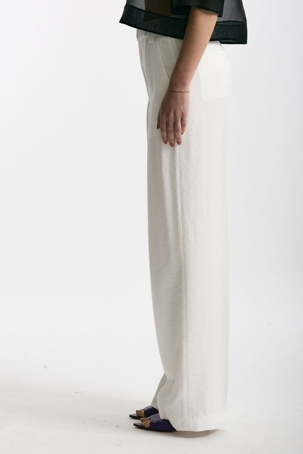 Pantalone ABBY palazzo in viscosa bianco women Dondup