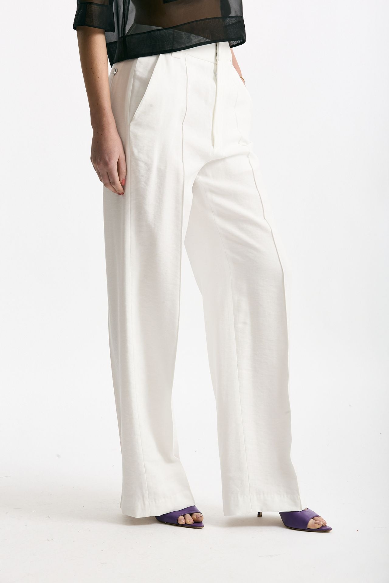 Pantalone ABBY palazzo in viscosa bianco women Dondup - 5