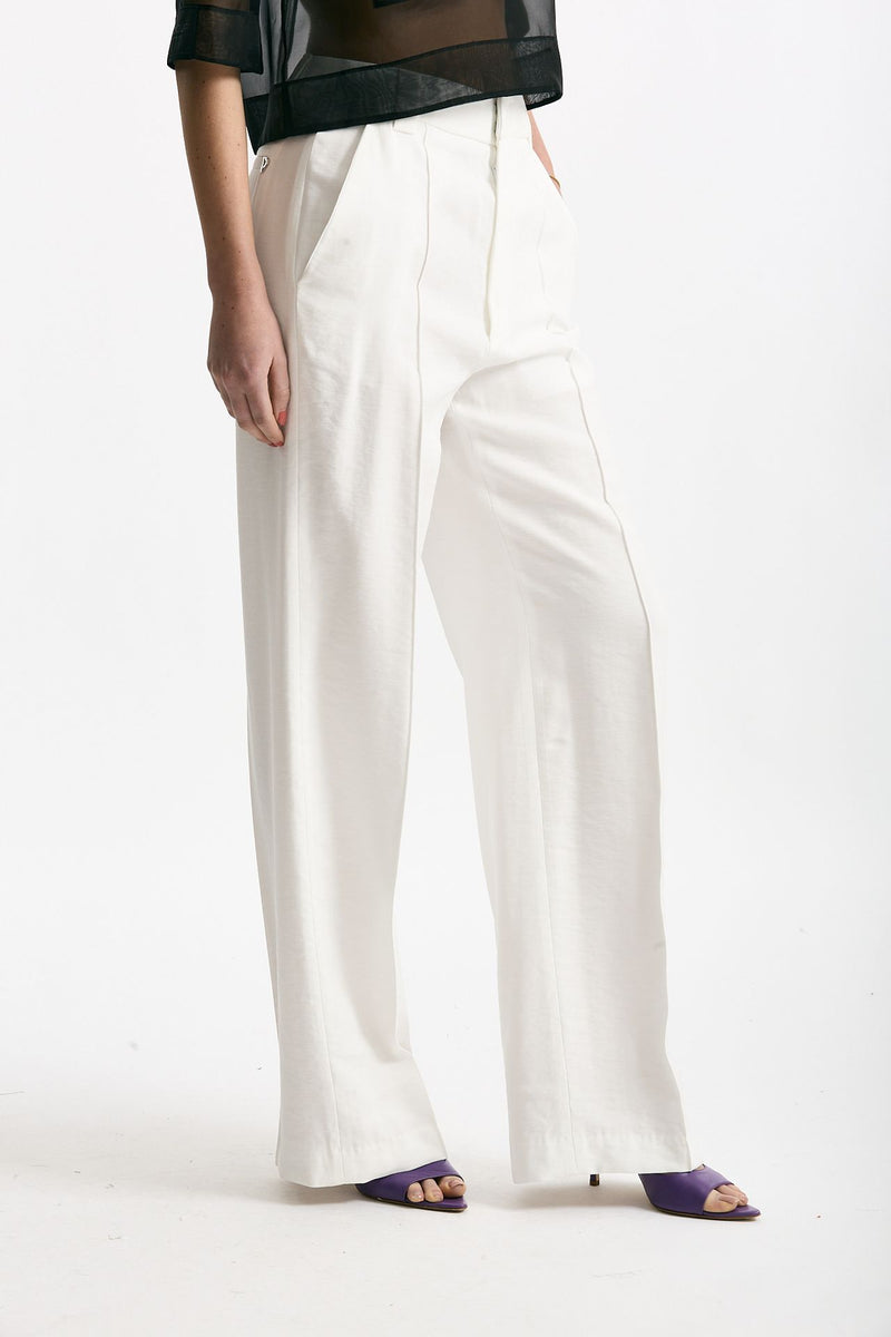 Pantalone ABBY palazzo in viscosa bianco women Dondup - 5
