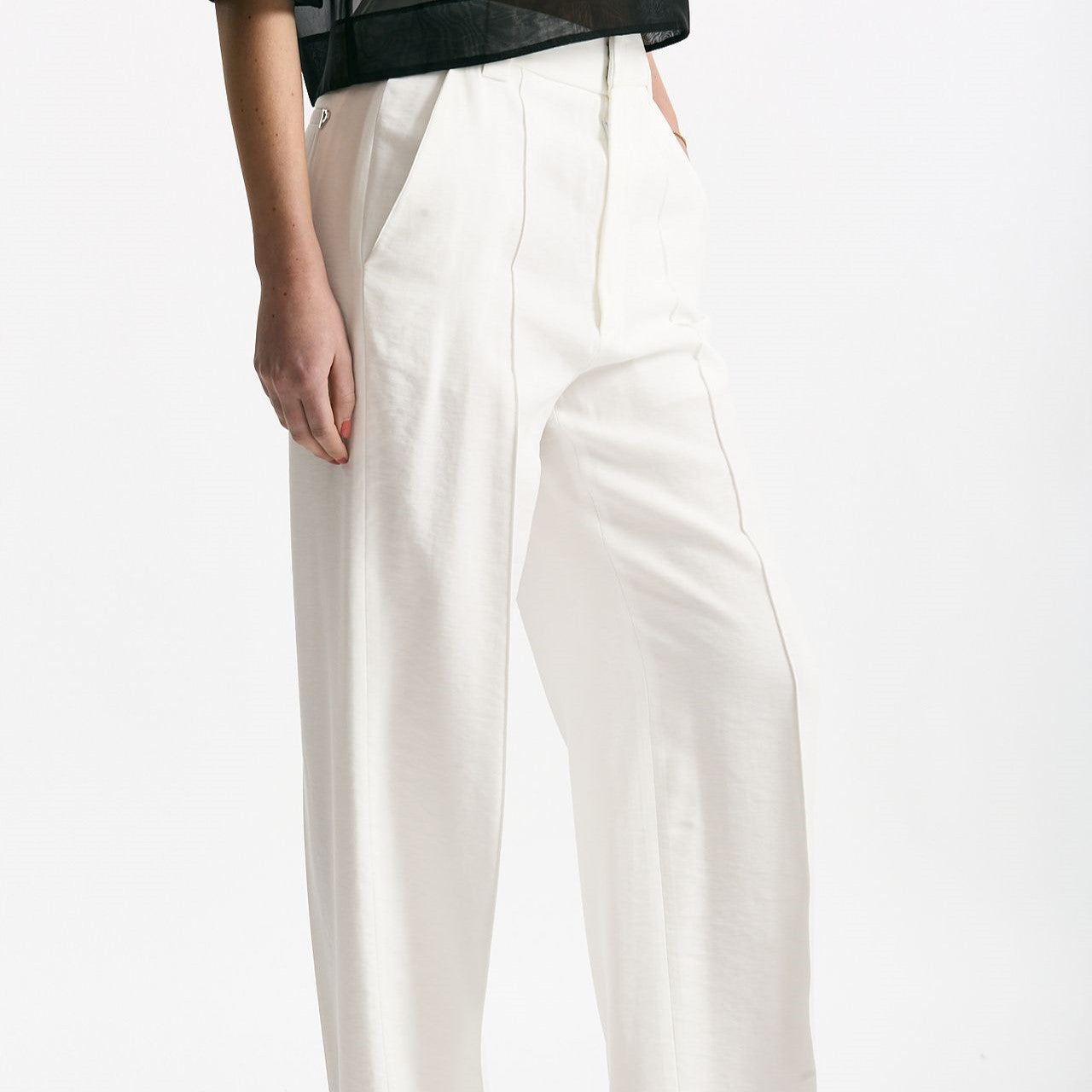 Pantalone ABBY palazzo in viscosa bianco women Dondup - 7