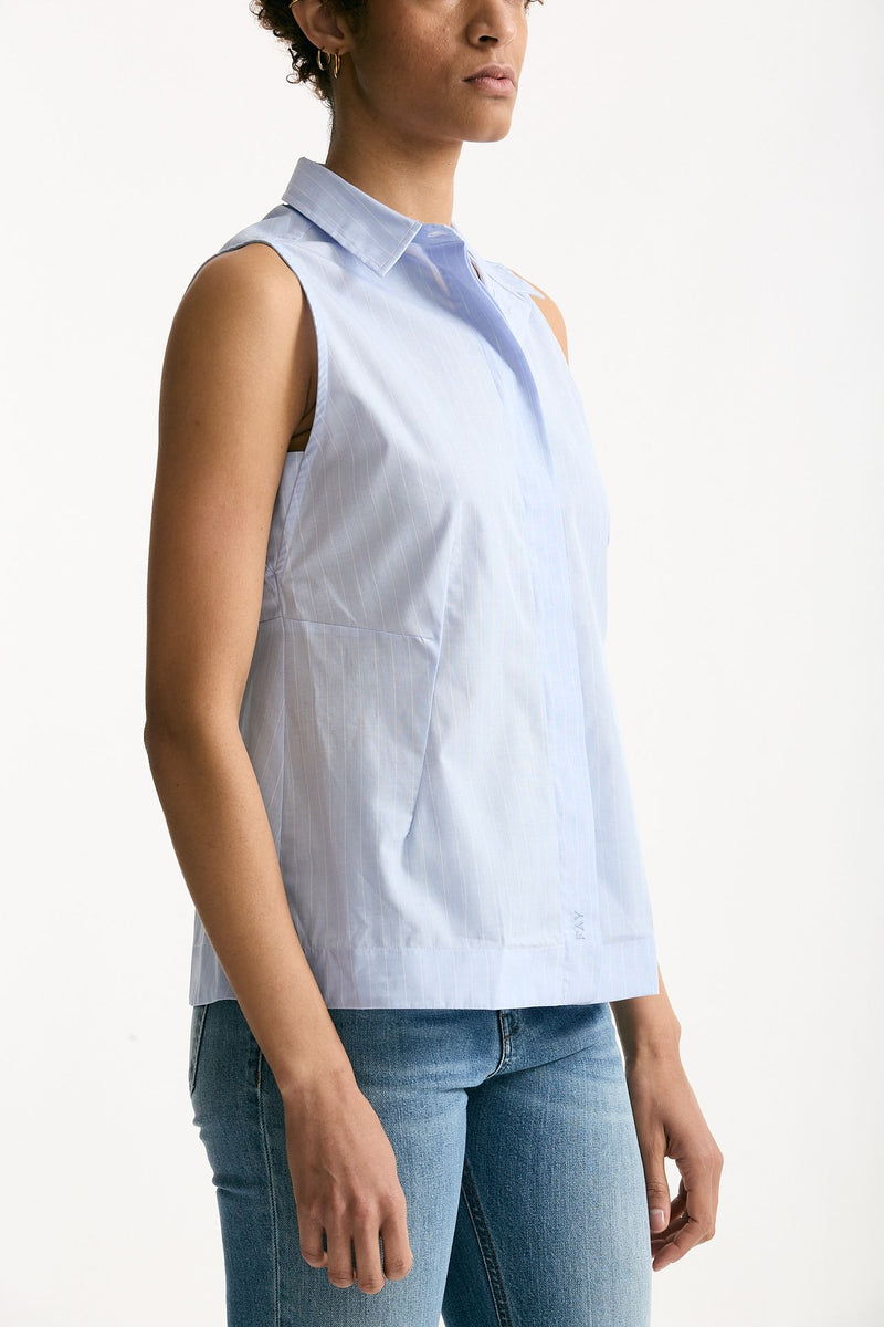 Camicia senza maniche azzurra con riga women Fay - 3