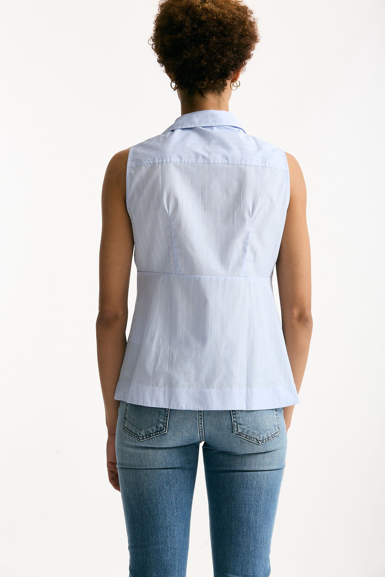 Camicia senza maniche azzurra con riga women Fay - 4
