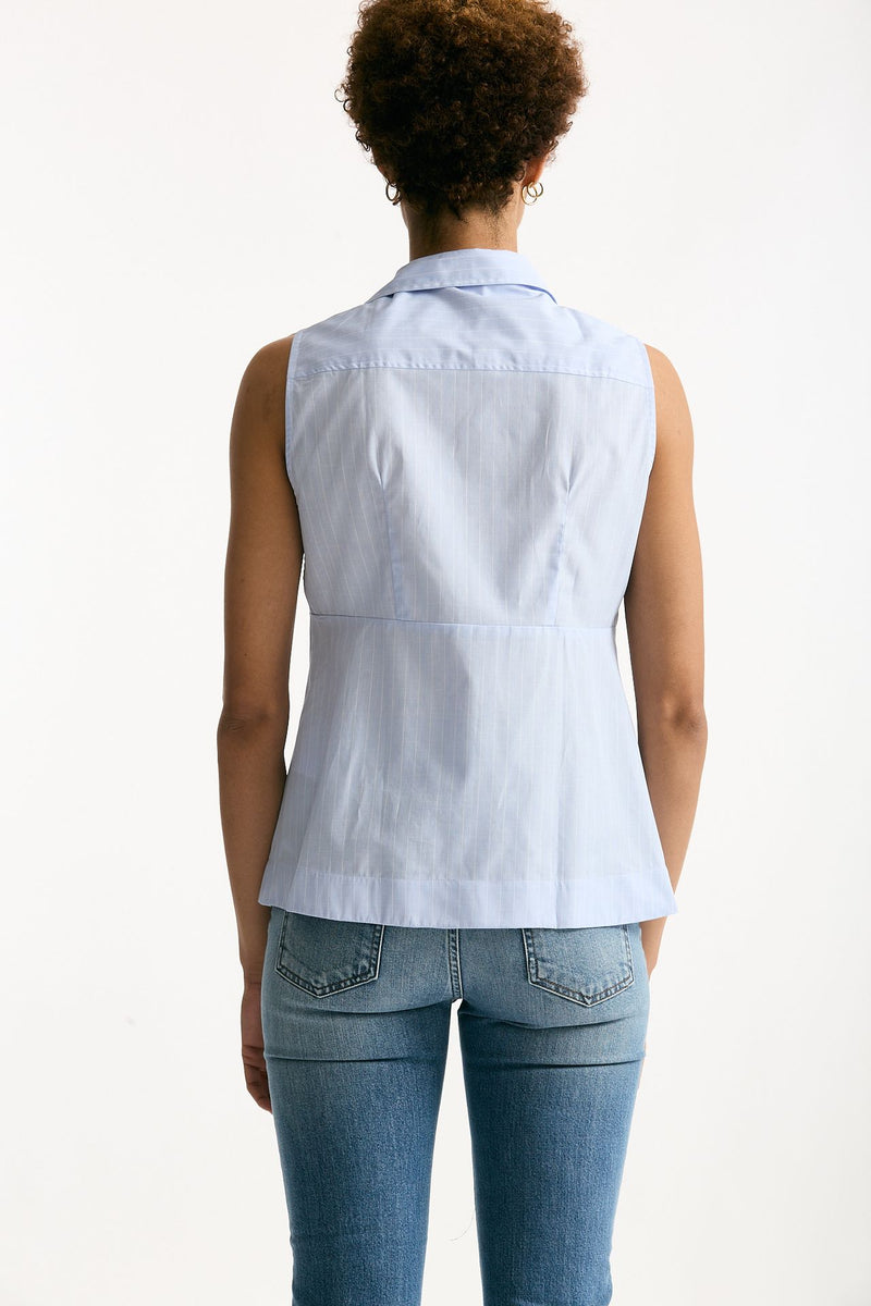 Camicia senza maniche azzurra con riga women Fay - 4