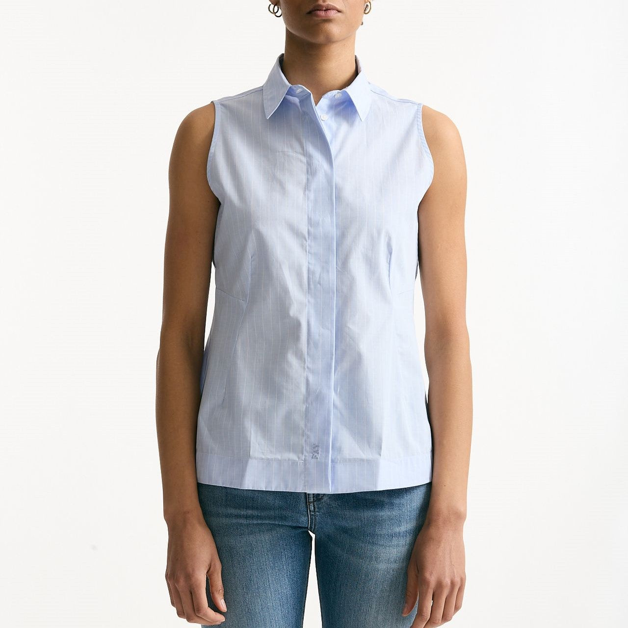 Camicia senza maniche azzurra con riga women Fay - 7