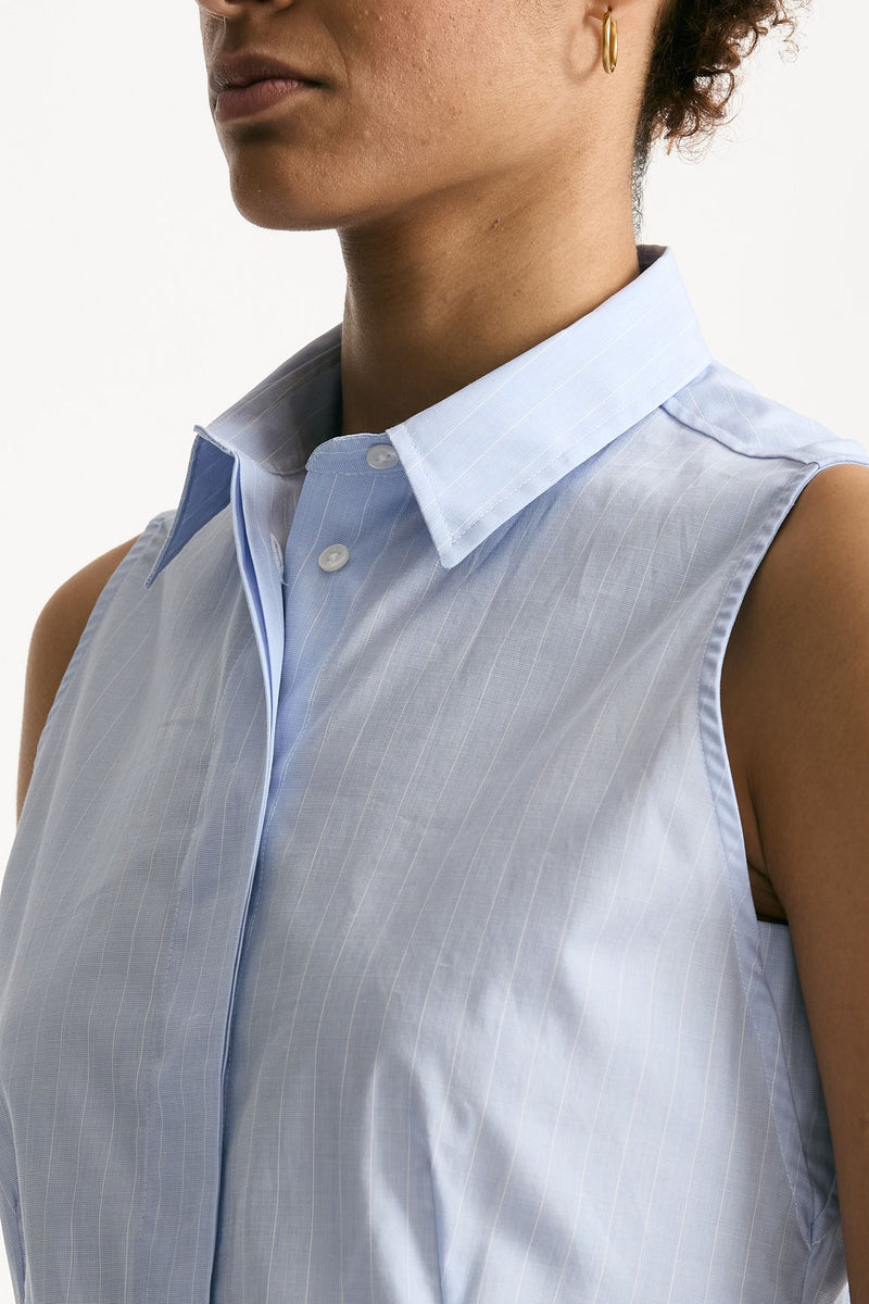 Camicia senza maniche azzurra con riga women Fay - 5