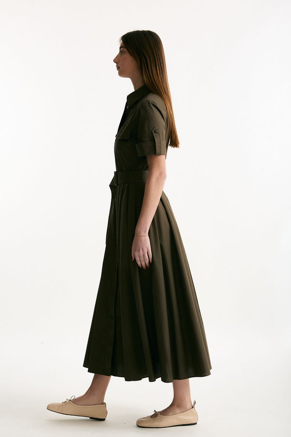 Abito in cotone verde militare women Fay