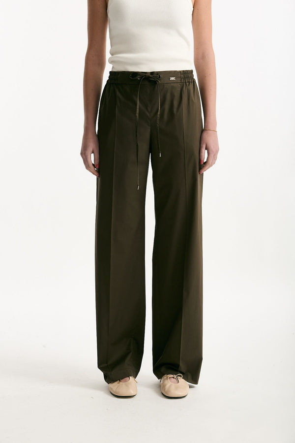 Pantalone in cotone verde militare women Fay