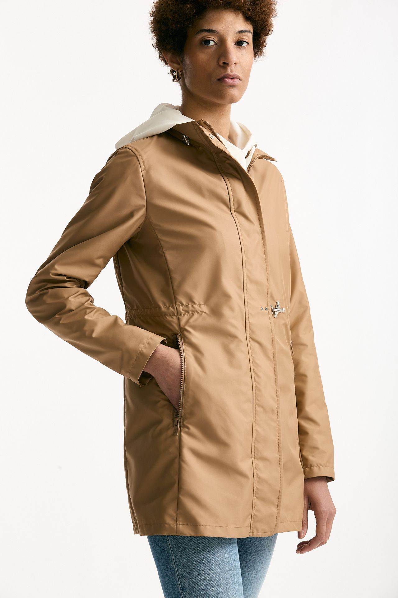 Giubbino midi in popeline tecnico cammello women Fay - 3