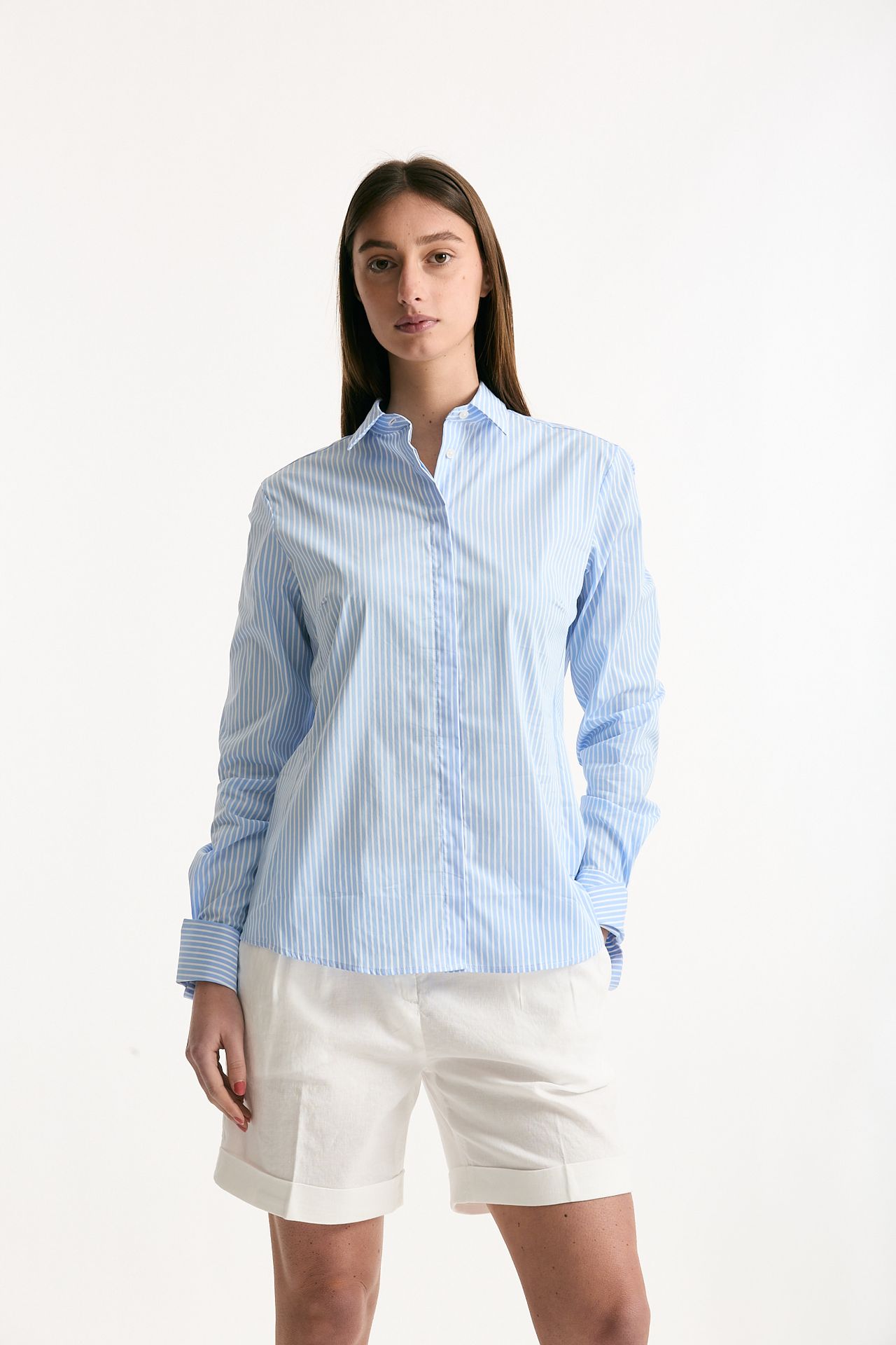 Camicia slim rigata azzurra e bianca women Fay - 1