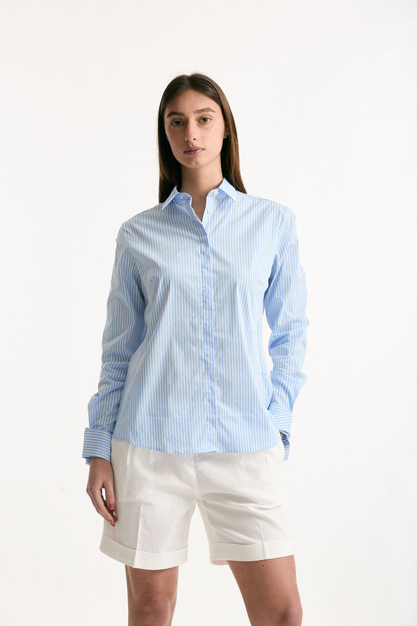 Camicia slim rigata azzurra e bianca women Fay