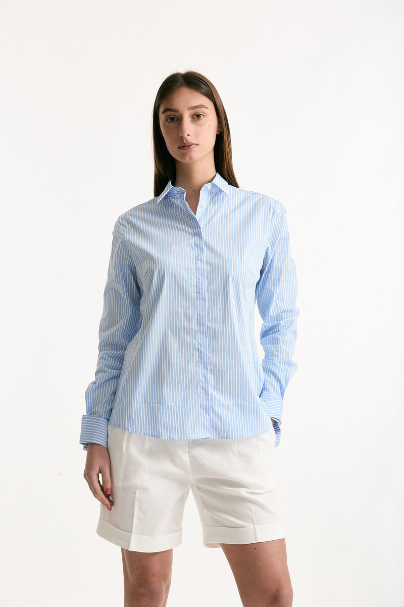 Camicia slim rigata azzurra e bianca women Fay - 1