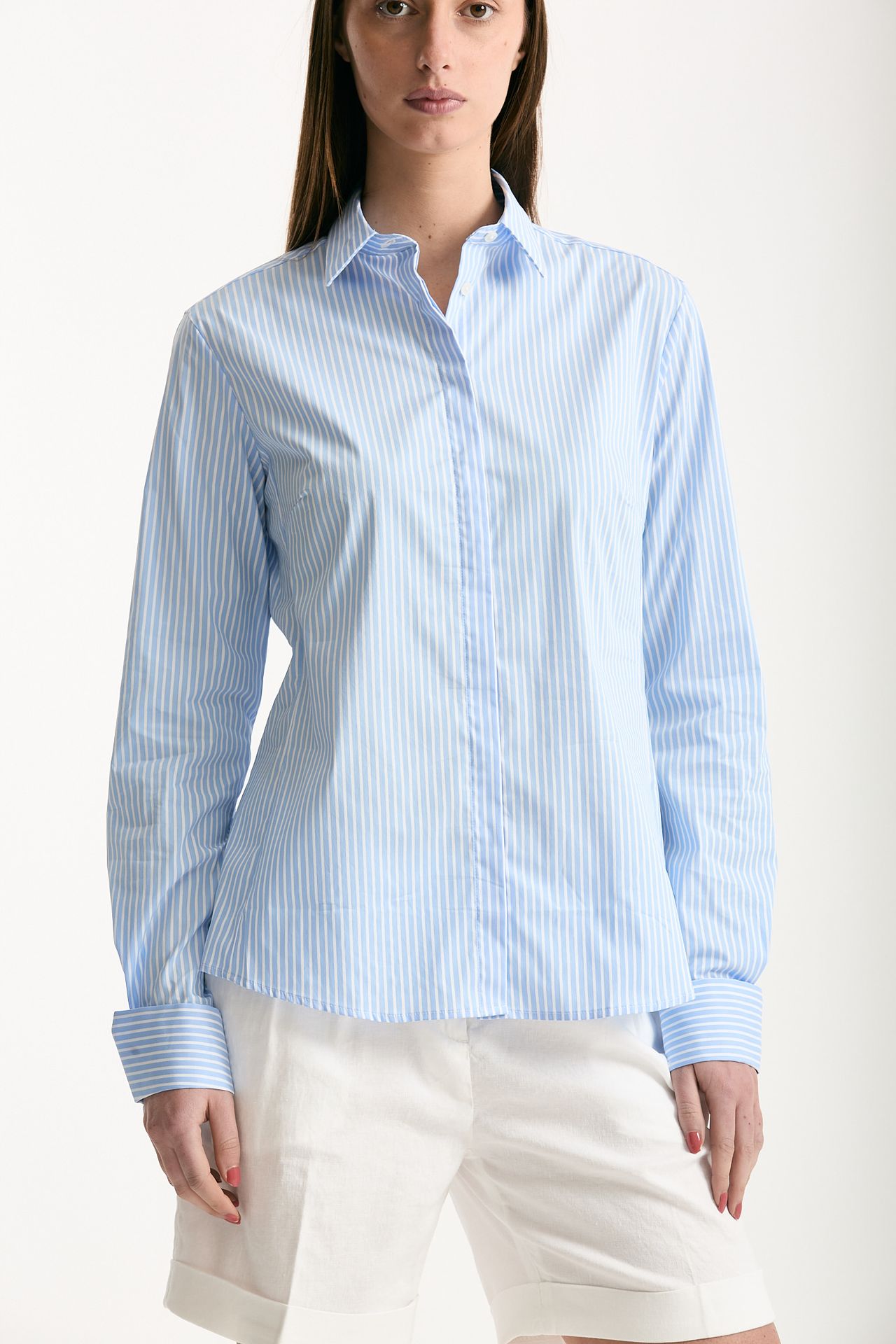 Camicia slim rigata azzurra e bianca women Fay - 4