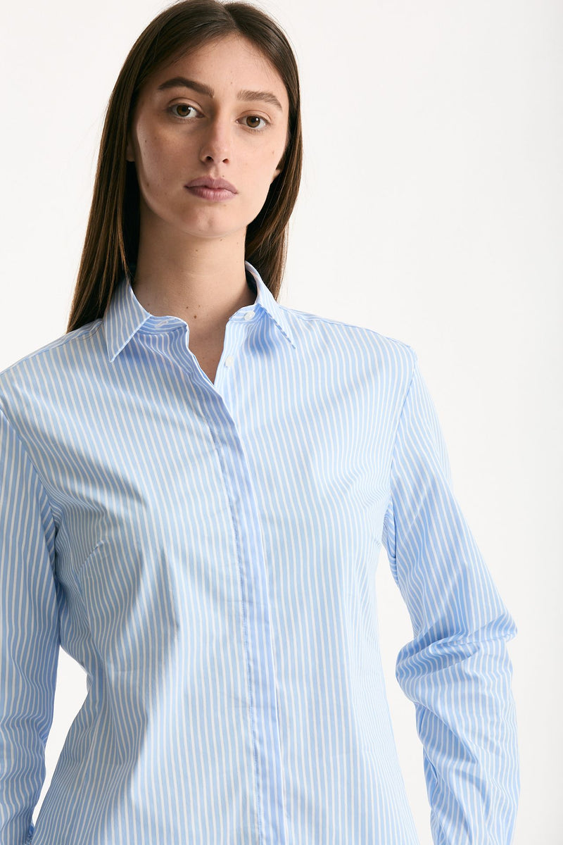 Camicia slim rigata azzurra e bianca women Fay - 5