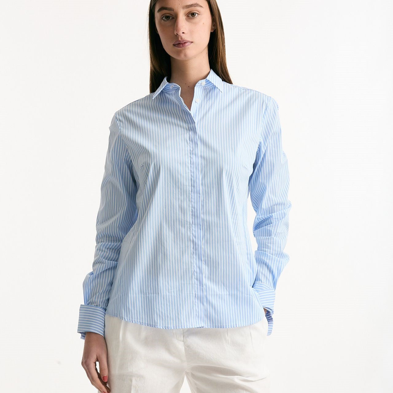 Camicia slim rigata azzurra e bianca women Fay - 7