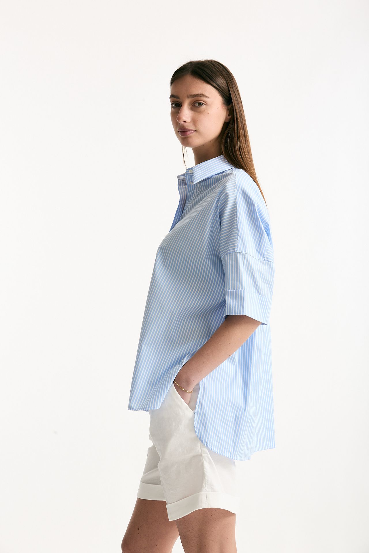 Camicia over rigata azzurra e bianca women Fay - 2