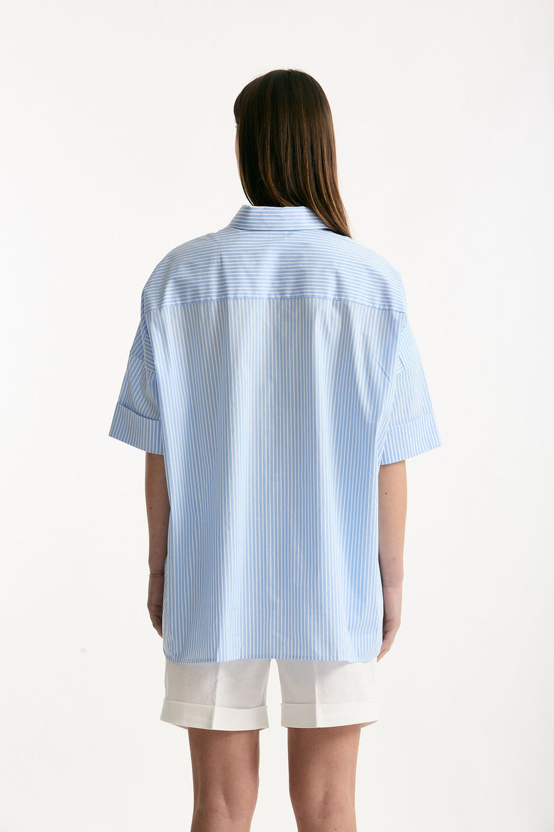 Camicia over rigata azzurra e bianca women Fay - 3