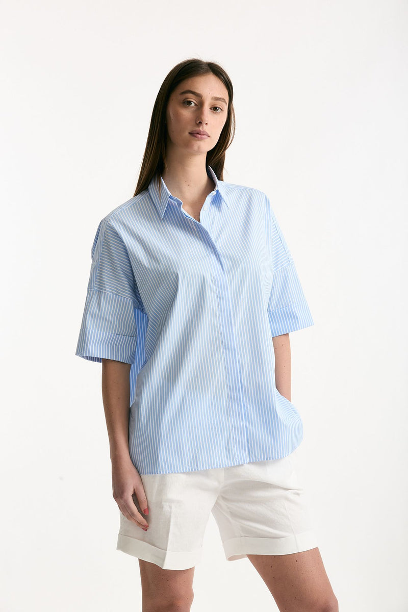 Camicia over rigata azzurra e bianca women Fay - 4
