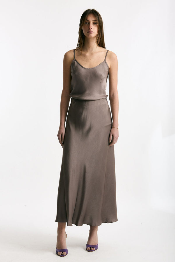 Gonna vita alta midi taupe women Daniele fiesoli