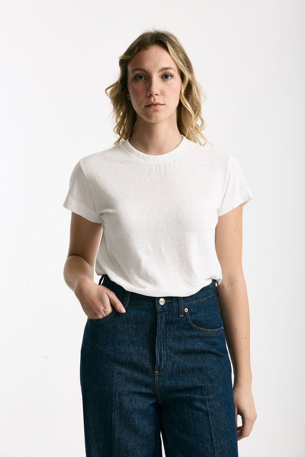 T-shirt basic in lino bianco women Daniele fiesoli