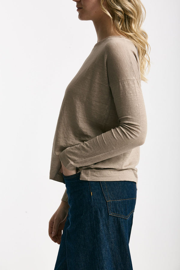 T-shirt in lino tortora women Daniele fiesoli