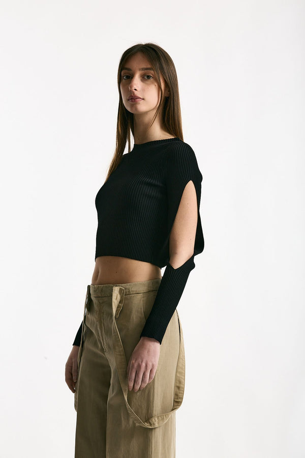 Maglia cut off nero women Daniele fiesoli