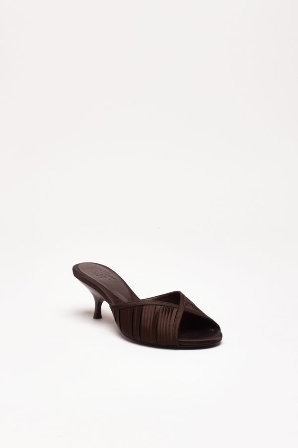Sandalo basso MELANIE in raso marrone women Gia borghini