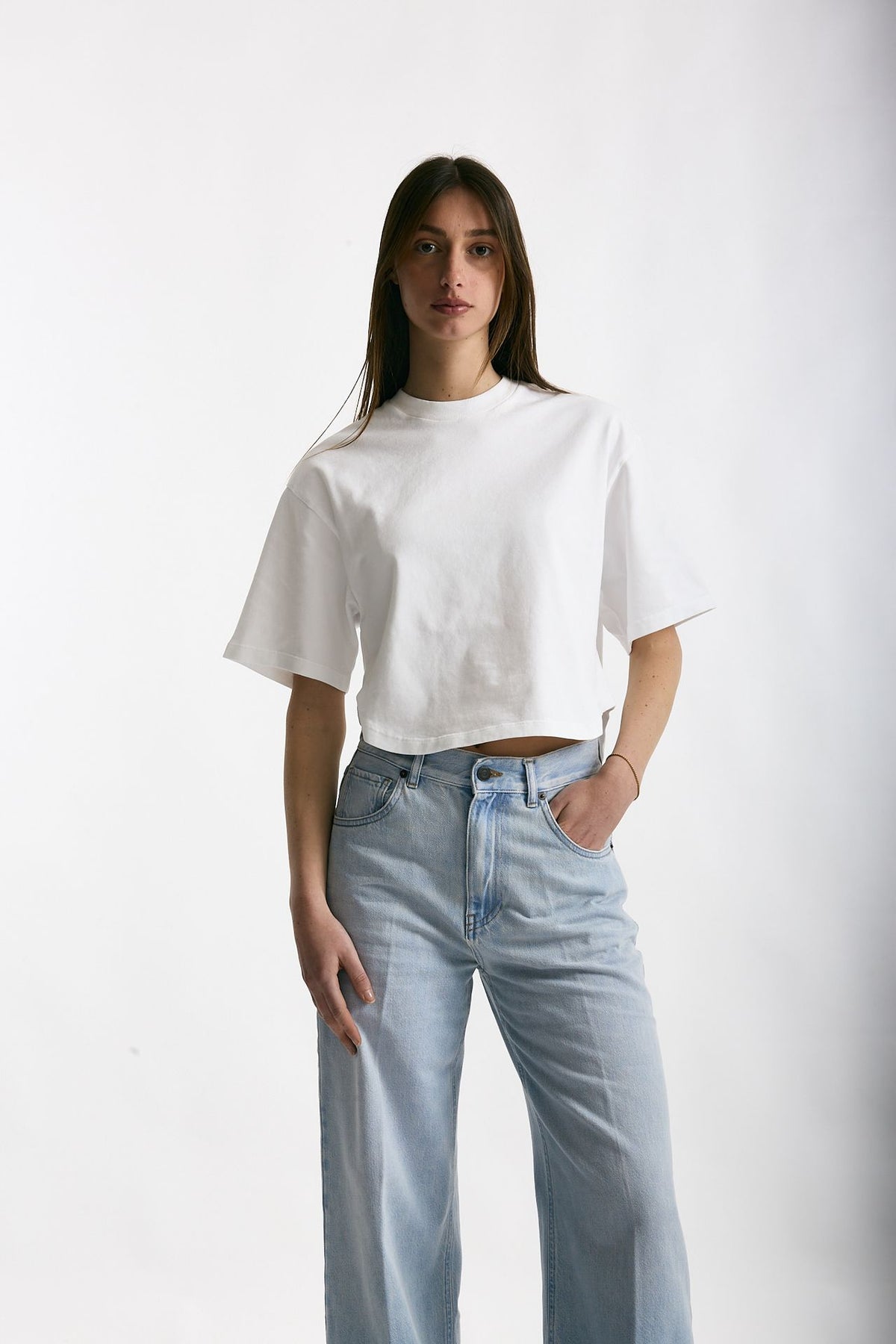 T-shirt girocollo crop bianco women Grifoni - 2