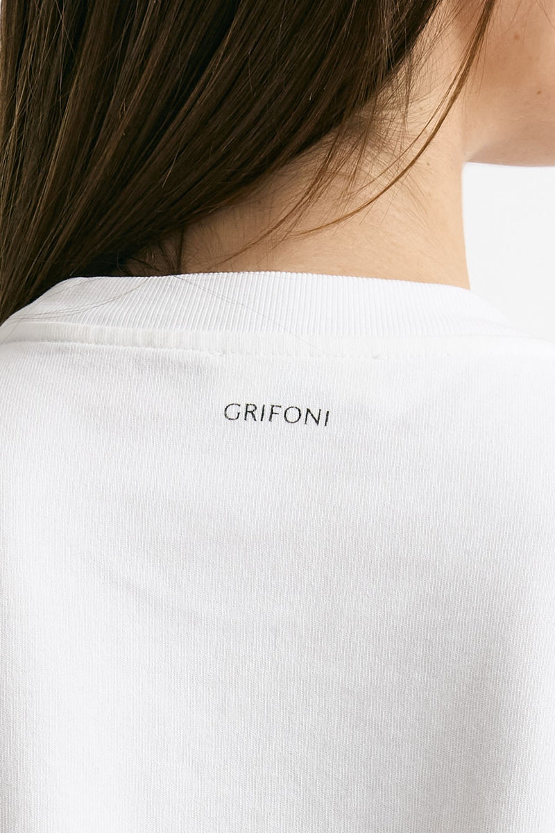 T-shirt girocollo crop bianco women Grifoni - 5