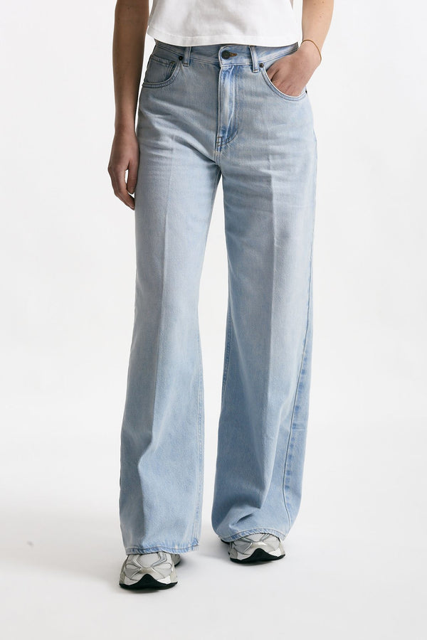 Jeans vita alta ampio Denim chiaro women Grifoni