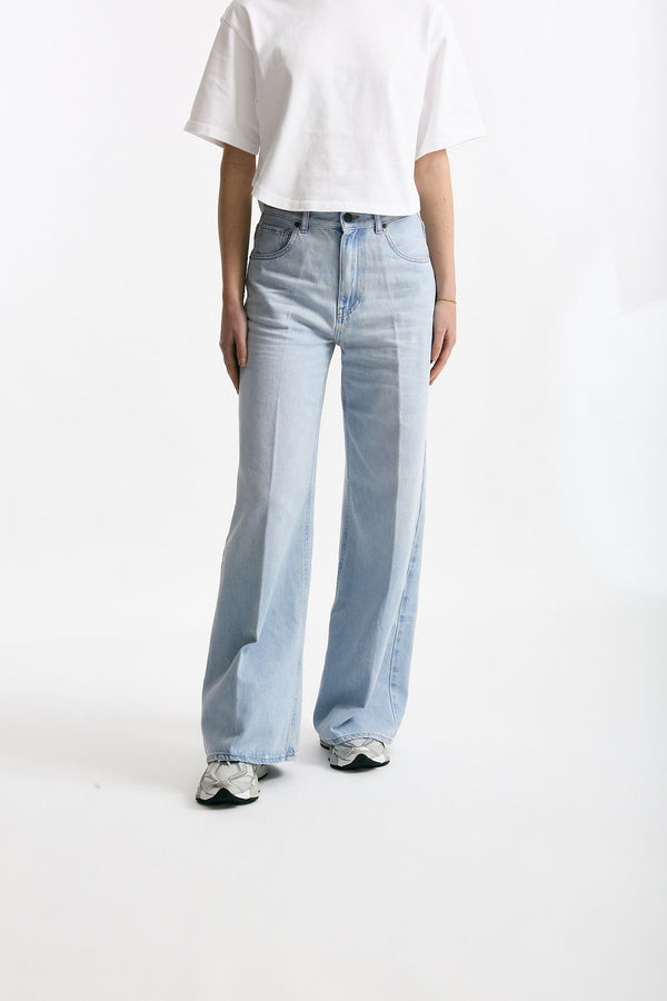 Jeans vita alta ampio Denim chiaro women Grifoni