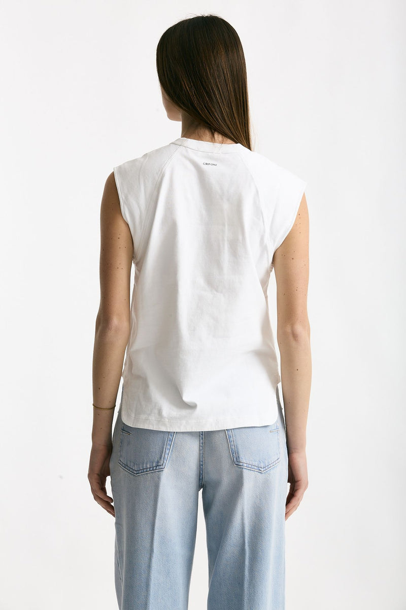 Top basic girocollo bianco women Grifoni - 3