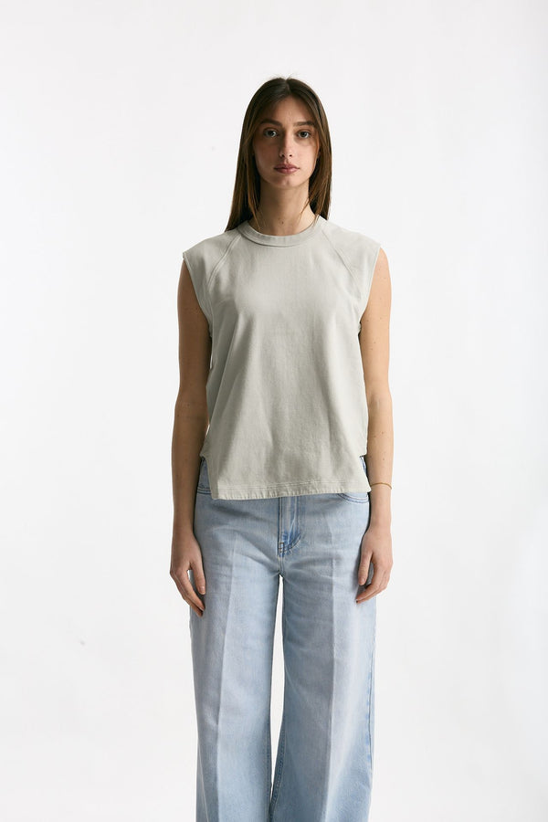 Top basic girocollo grigio lavato women Grifoni