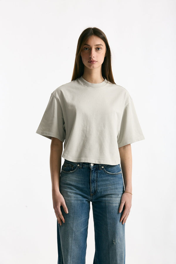 T-shirt crop grigio lavato women Grifoni