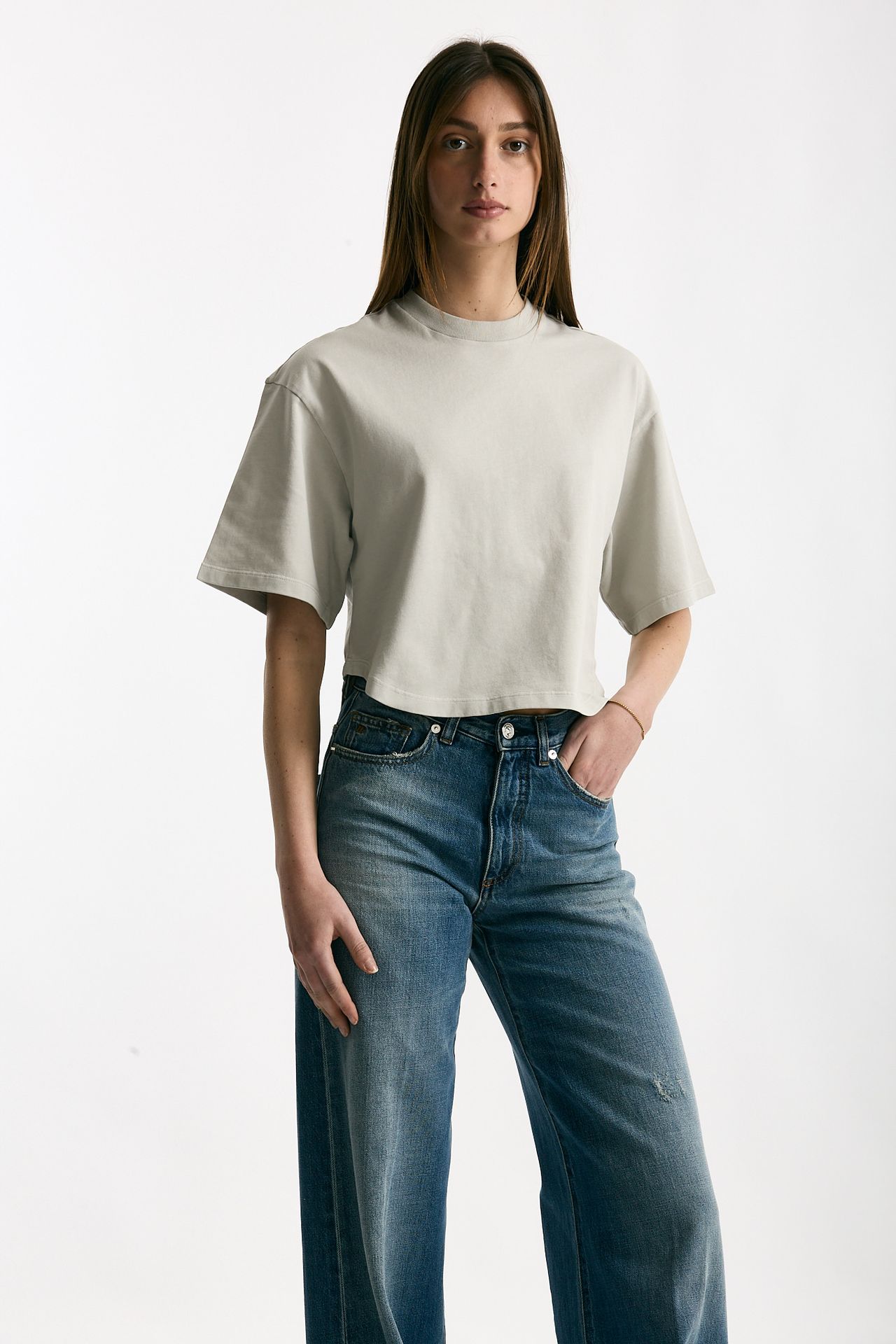 T-shirt crop grigio lavato women Grifoni - 5