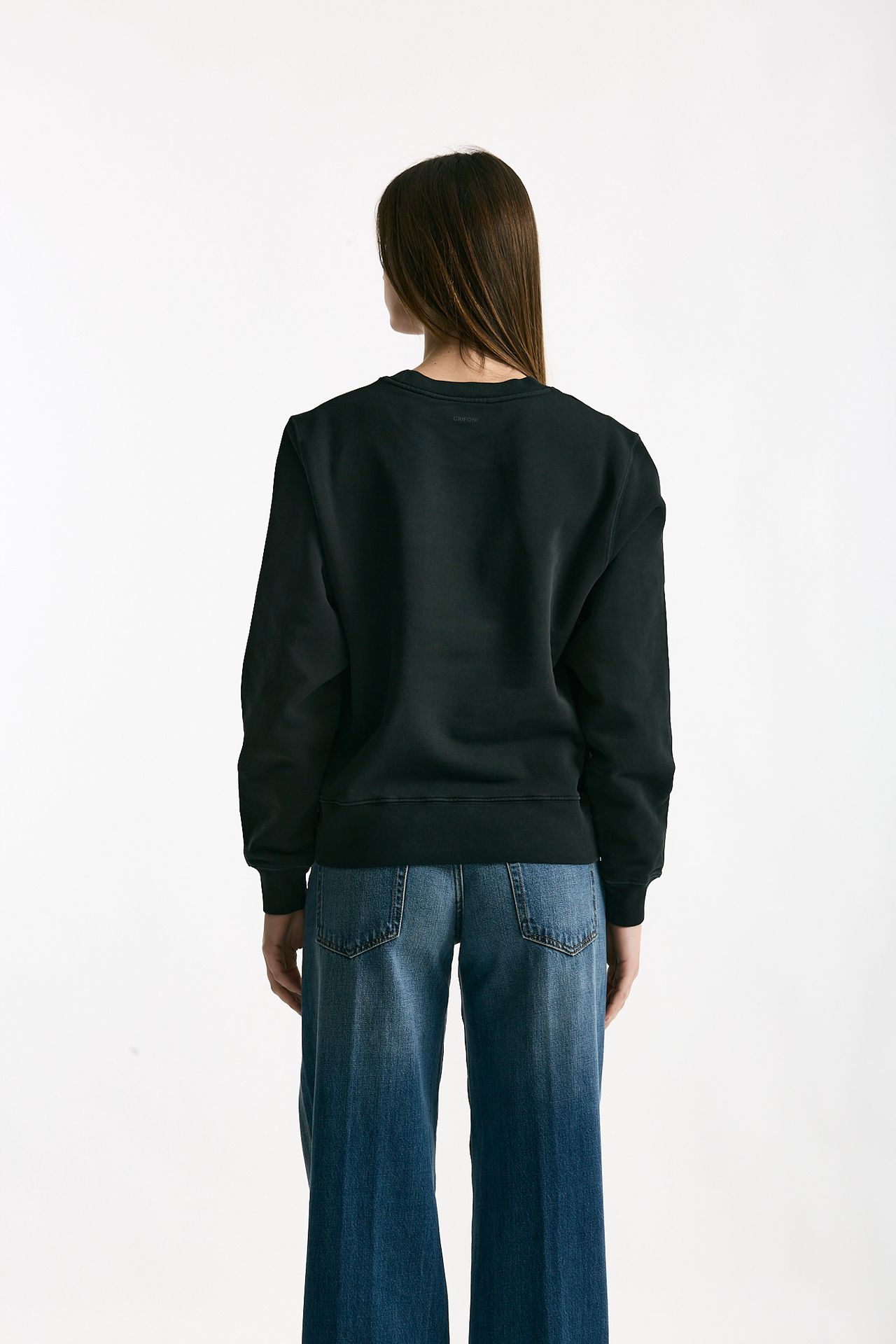 Felpa girocollo nero lavato women Grifoni - 2