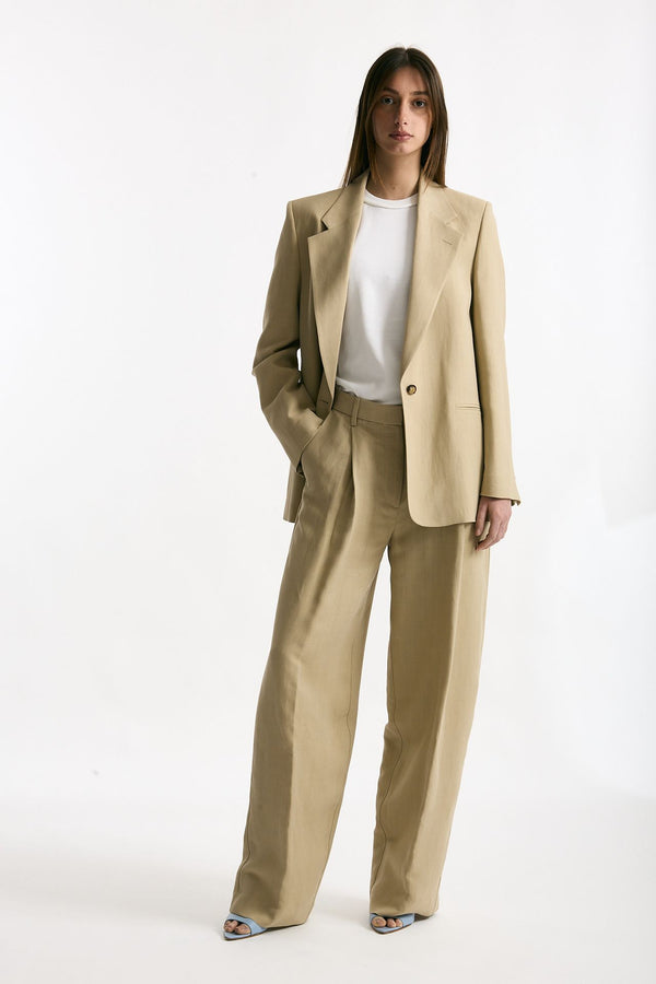 Blazer in viscosa e lino beige women Grifoni