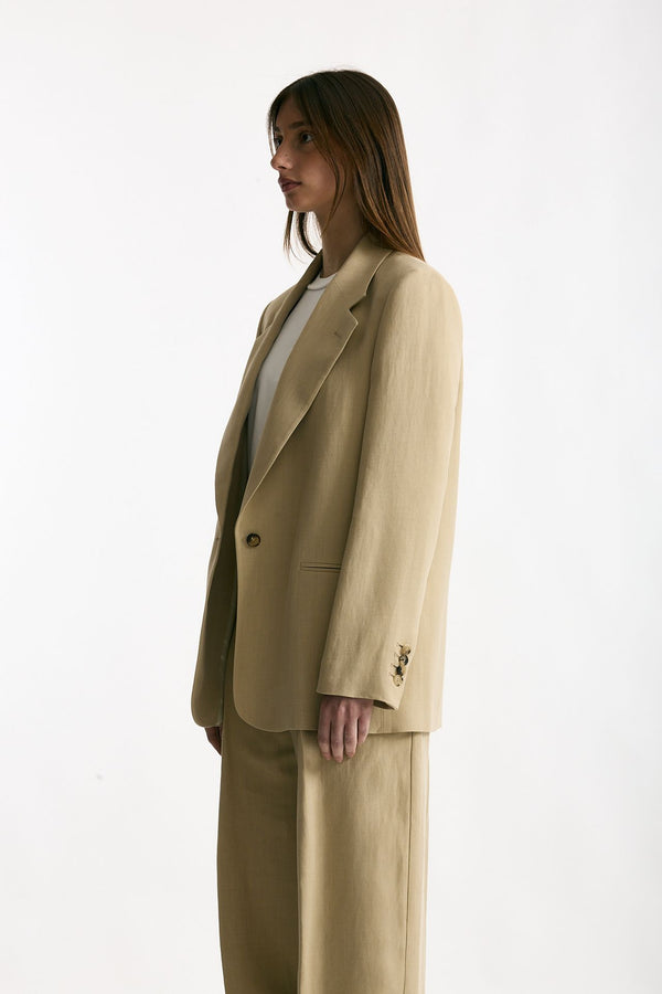 Blazer in viscosa e lino beige women Grifoni