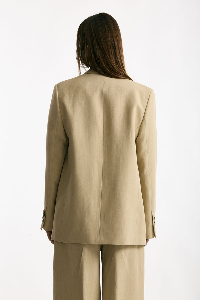 Blazer in viscosa e lino beige women Grifoni - 3