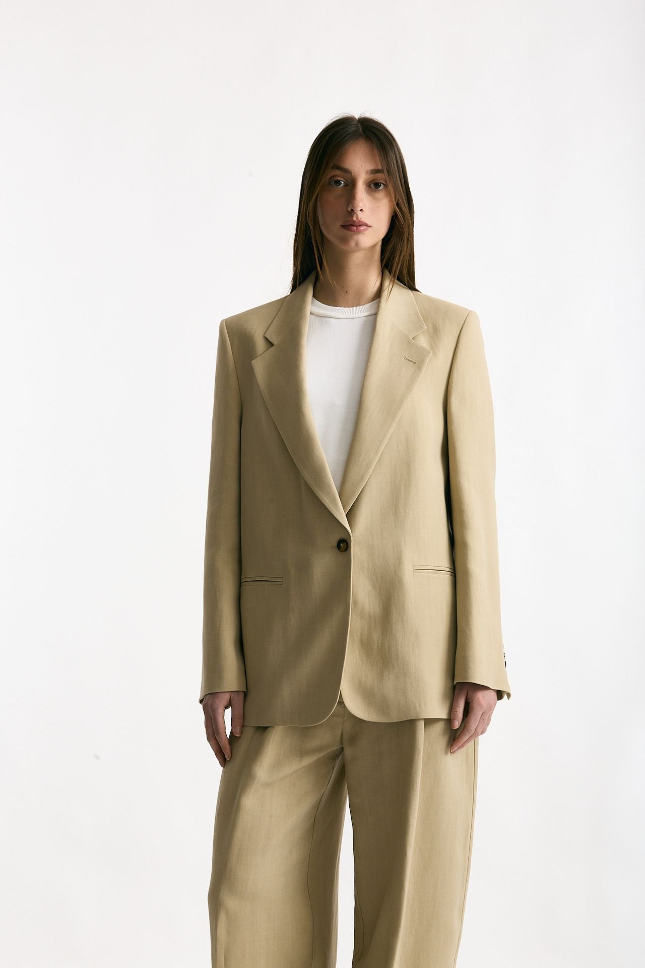 Blazer in viscosa e lino beige women Grifoni - 5