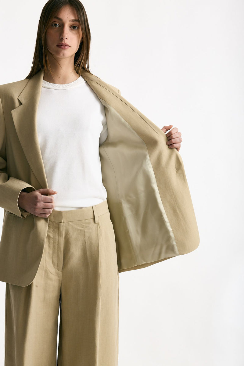 Blazer in viscosa e lino beige women Grifoni - 7
