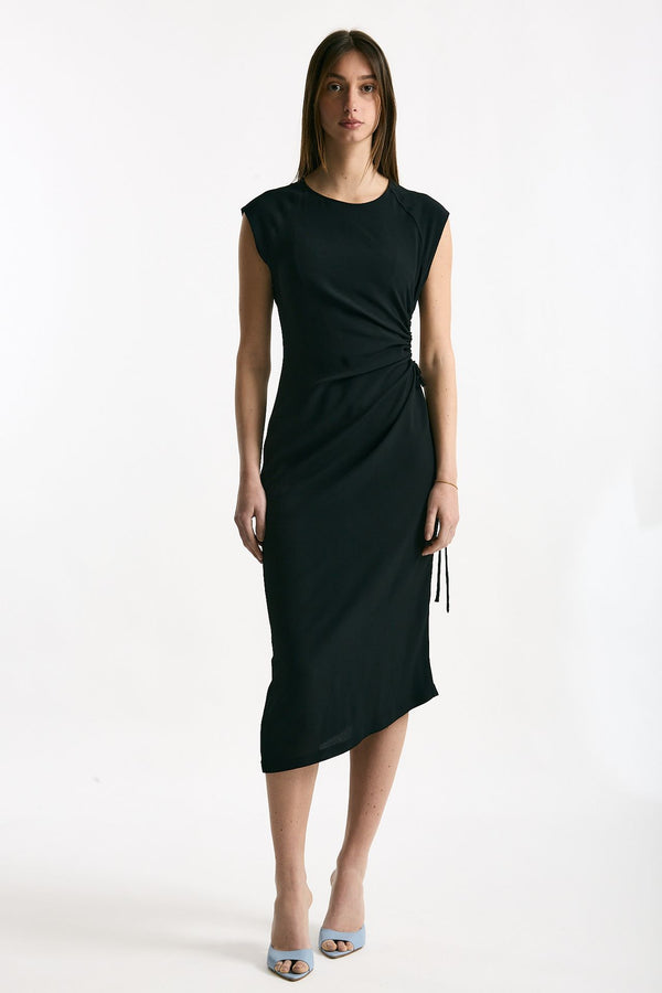 Abito midi in seta nero women Grifoni