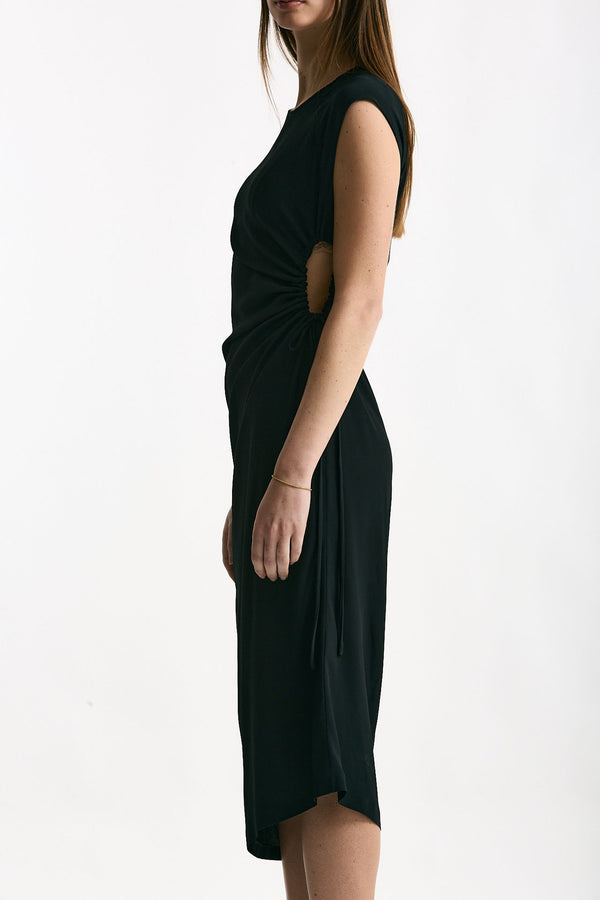 Abito midi in seta nero women Grifoni