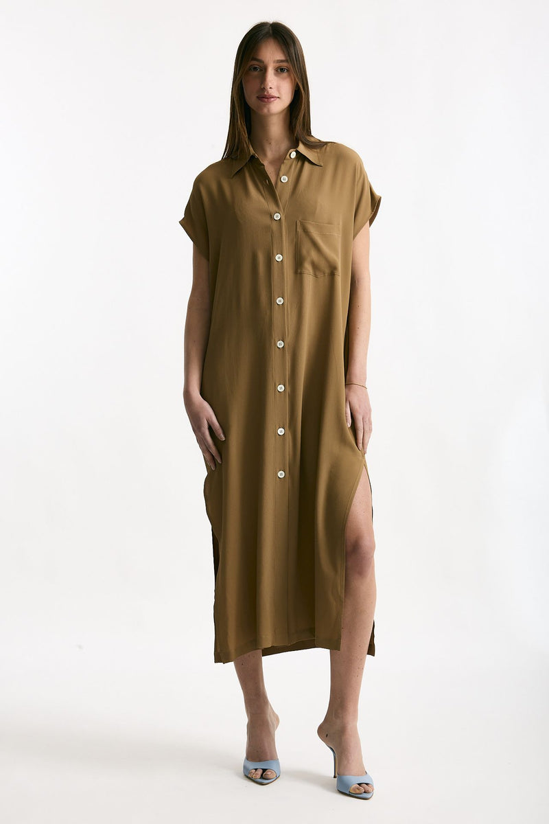 Abito over in seta cammello women Grifoni - 1