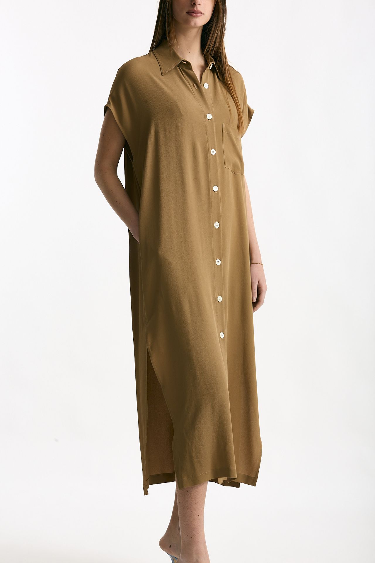Abito over in seta cammello women Grifoni - 4