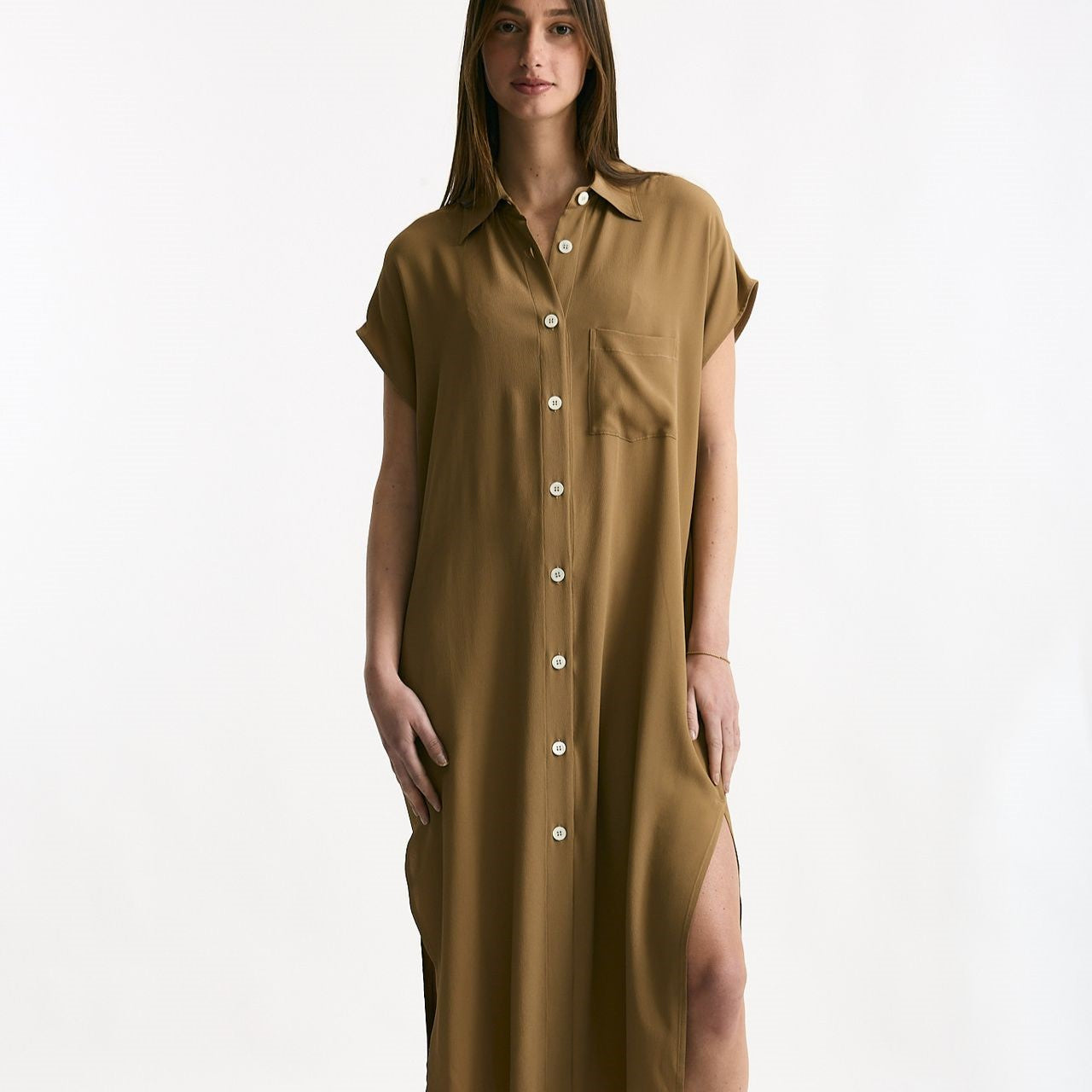 Abito over in seta cammello women Grifoni - 7
