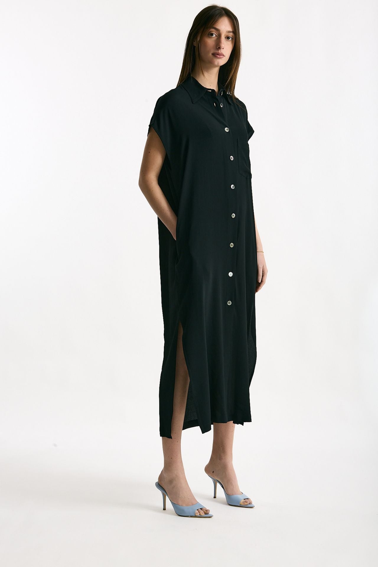 Abito over in seta nero women Grifoni - 1