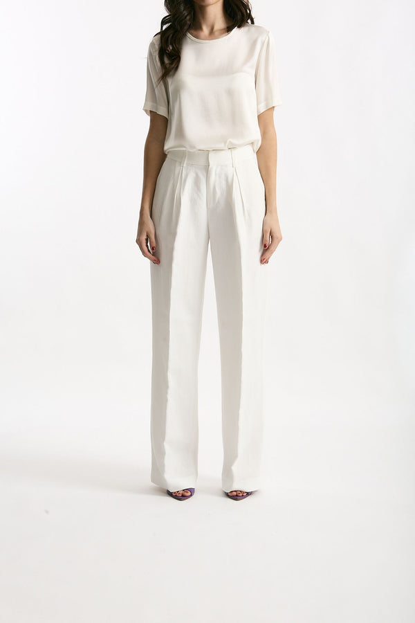Pantalone palazzo bianco vita alta women Grifoni