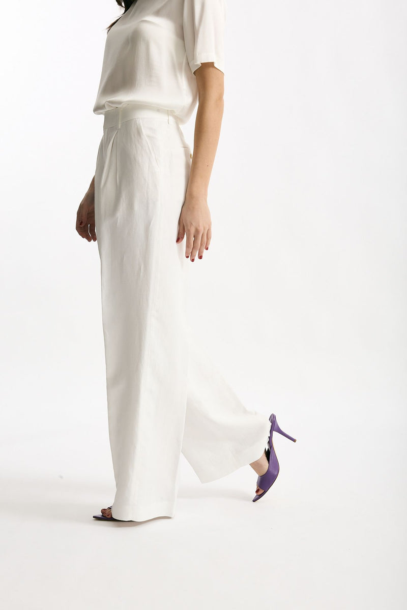 Pantalone palazzo bianco vita alta women Grifoni - 1